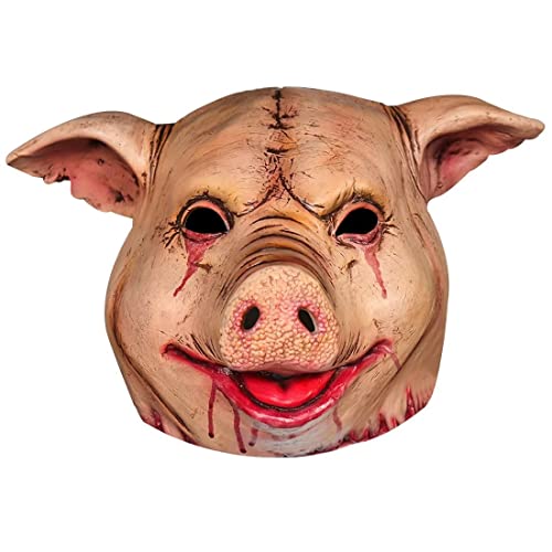 Bulex Pig Mask Scary Animal Latex Saw Mask Horror Halloween Costume Cosplay Props Adult Head Mask - Type-d