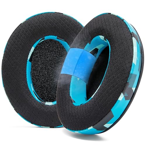 WC Freeze Hybrid Fabric Cooling Gel Replacement Earpads - Compatible with HyperX Cloud, Steelseries Arctis, ATH M50X, Turtle Beach Stealth & More - Comfortable & Cooler for Longer | Cyan Prism - Cyan Prism