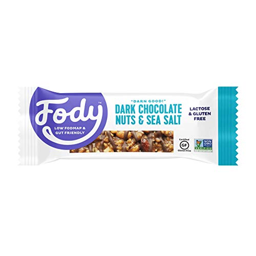 Fody Foods Vegan Protein Nut Bars, Dark Chocolate Nuts and Sea Salt Flavor, 6g Protein per Bar, Low FODMAP Certified, Gut & IBS Friendly, 6 Count - Dark Chocolate, Nuts and Sea Salt - 6 Count (Pack of 1)