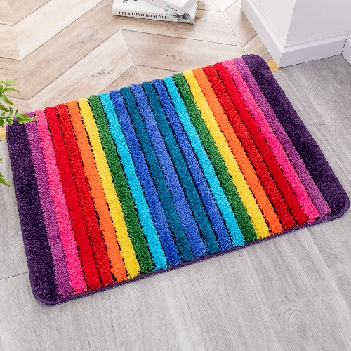 NIENLCIP Rainbow Bath Mat Colorful Bathroom Rugs Super Soft and Absorbent Microfiber Plush Bath Rugs with Non-Slip Backing for Bathroom Machine Washable 19 X 27 Inches - 19" X 27" Colored