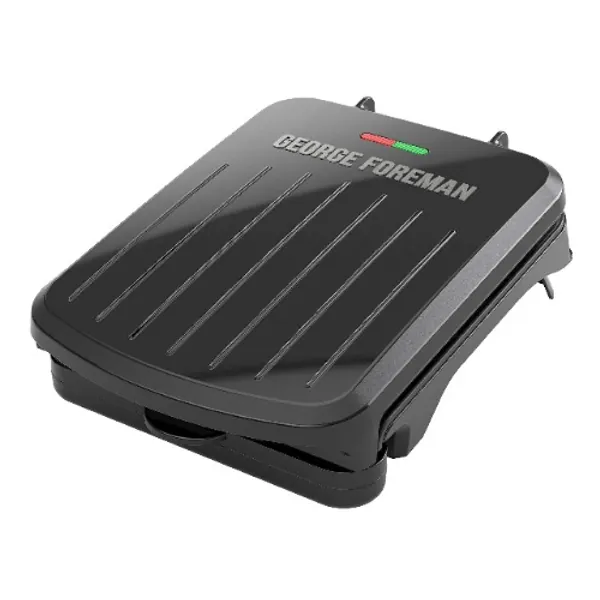 George Foreman 2-Serving Classic Plate Electric Indoor Grill and Panini Press, Black, GRS040B - GRS040B