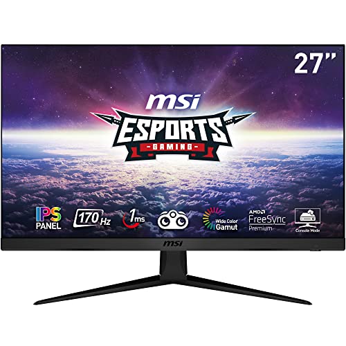 MSI G2722 27 Inch FHD Gaming Monitor - 1920 x 1080 IPS Panel, 170 Hz / 1ms, 101.91% sRGB Colour Gamut, FreeSync Premium - DP 1.2a, HDMI 1.4b CEC - 27" IPS - FHD / 170 Hz
