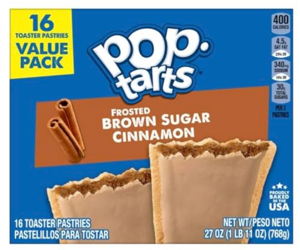Kellogg's Pop-Tarts Value Pack, Brown Sugar Cinnamon Toaster Pastries, 1.76 Ounce (Pack of 16)