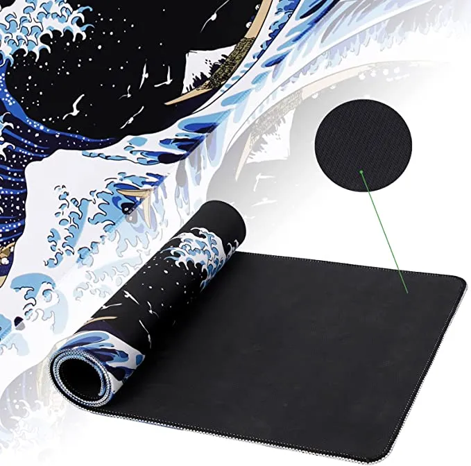 Amazon.com : MEWOOCUE Gaming Laptop Mouse Pad, Sea Wave Big Desk Pads PC Keyboard Waterproof and Non-Slip 31.02 x 11.8inches 3mm Thick XL,XXL Rubber Table Mat, Kanagawa Surfing and Black : Office Products