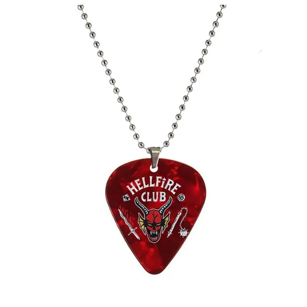 Hellfire Club Stranger Things Eddie Munson Necklace Eddie Munson Guitar Pick Necklace Jewelry, Celluloid, celluloid