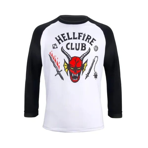 Unisex Stranger Thing S4 Hellfire Club T-Shirt Tee Long Sleeve Men's Ladies Costume Tops, Cotton Daily Wear and Cosplay Shirt
