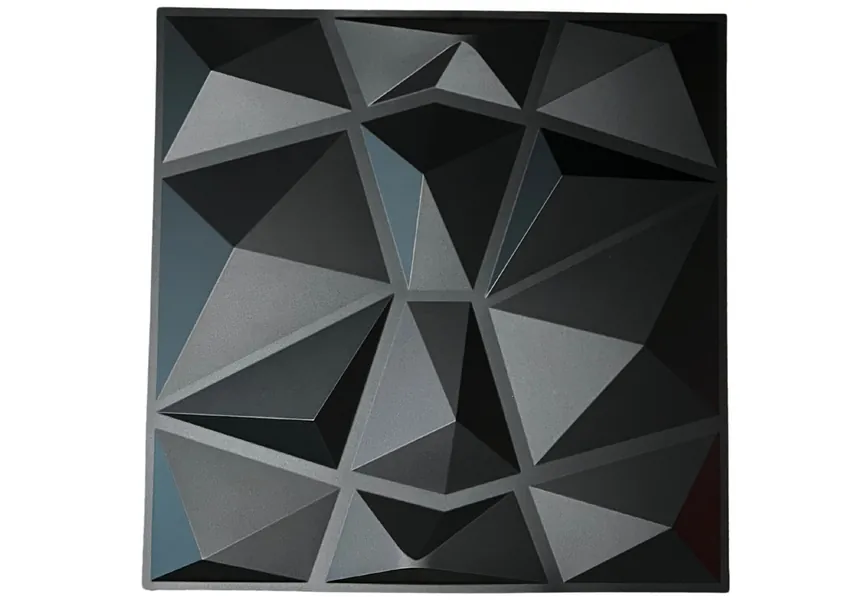 12 Pack - Geometric 3D Wall Panel For Sound Diffusion - Modern 3D Design For Walls And Ceilings - 60x60 cm / Black