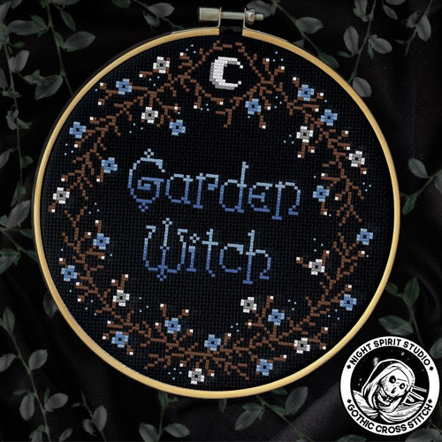 Garden Witch - Witchcraft - Gothic Cross Stitch Pattern