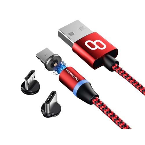 Mymanu 3 in 1 magnetic charging cable - red