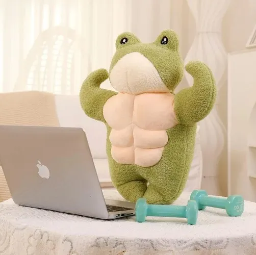 Brinquedo de Pelúcia 3D Sapo Muscular Verde