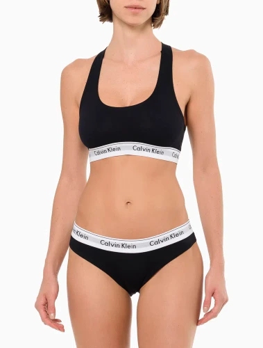 Top Feminino Nadador Básico Elástico Com Logo Underwear Calvin Klein - Preto