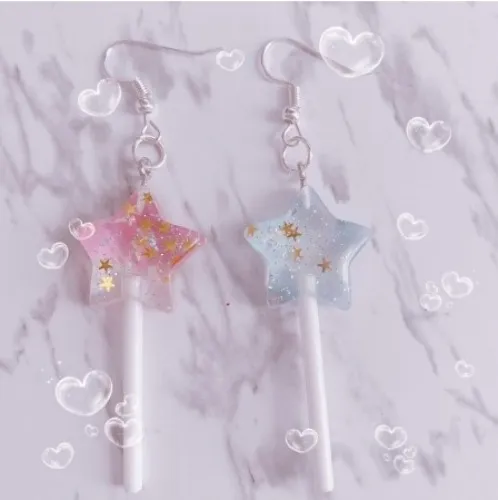 ar de brincos pirulito de estrelinhas kawaii | Shopee Brasil
