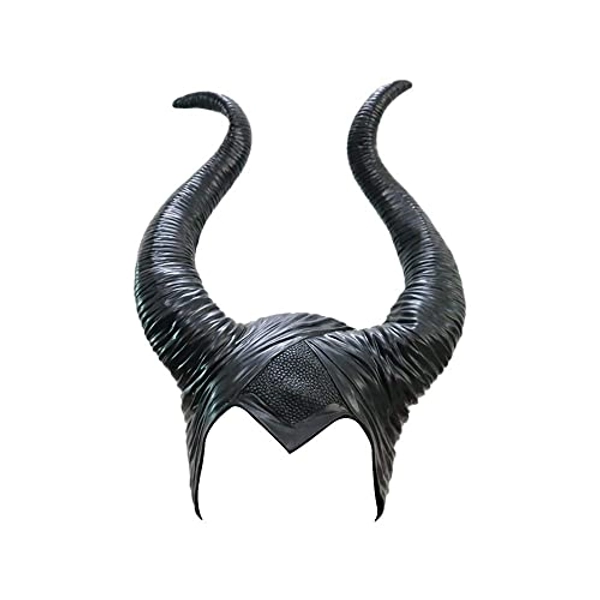 Uranshin Halloween Maleficent Horns Maleficent Costume, Black Long Women Horns Queen Horns Hat, Deluxe Magic Witch Headpiece Headdress for Women Adults