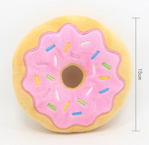 Bite-Resistant Donut Plush Dog Toy - Pink
