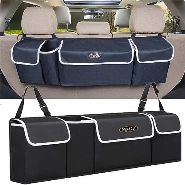 YoGi Prime Car Trunk Organizer and Storage, Hanging Organizer for SUV, MPV, Waterproof, Cargo Storage Bag with 4 Pockets, Car Interior Accessories for Men &Women