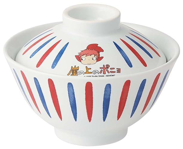 Skater CDN3C-A Ceramic Bowl with Lid, Ramen, Bowl, Tableware, Ponyo on the Cliff, Studio Ghibli, Microwave, Dishwasher Safe