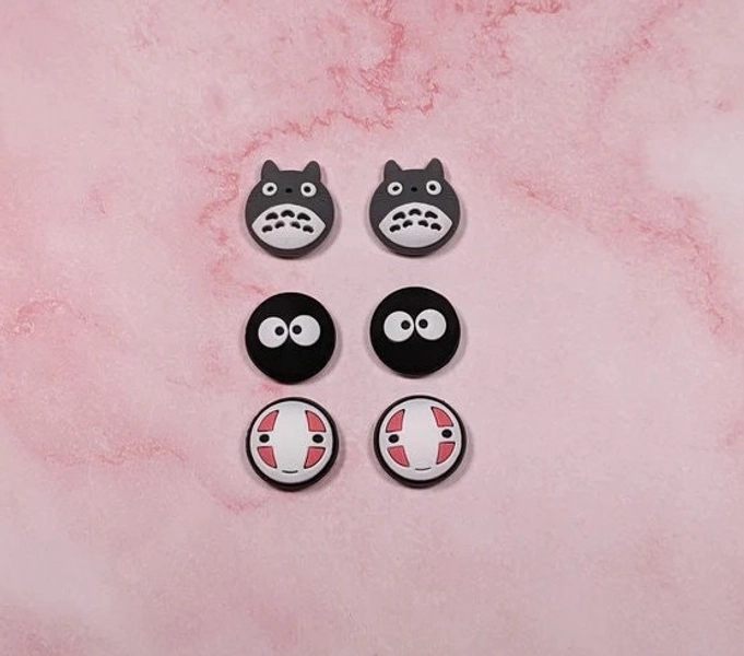 Nintendo Switch Joy Con Thumb Grips - Joystick Cap - Silicone Cover- Totoro Soot Sprite No Face