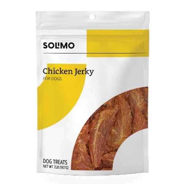 Amazon Brand - Solimo Jerky Dog Treats, 2 Lb Bag (Chicken, Duck, Sweet Potato Wraps)