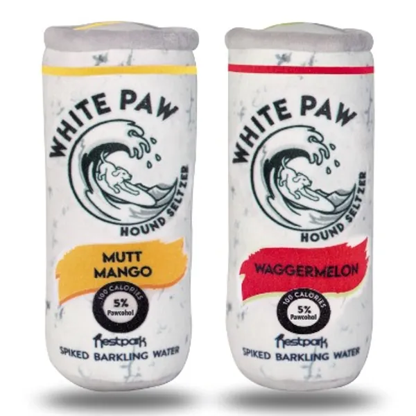 White Paw Dog Toys - Funny Cute Plush Dog Toys with Squeaker - Parody Dog Toy (2 Pack) (Tropical Pack)