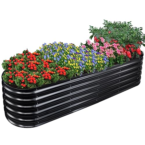 EDOSTORY 8x2x1.4ft Metal Raised Bed Garden Bed Kit, 17" Tall Galvanized Planter Raised Garden Boxes Outdoor, Large Metal Raised Garden Beds for Vegetables, Flowers, Herbs - 8x2x1.4ft