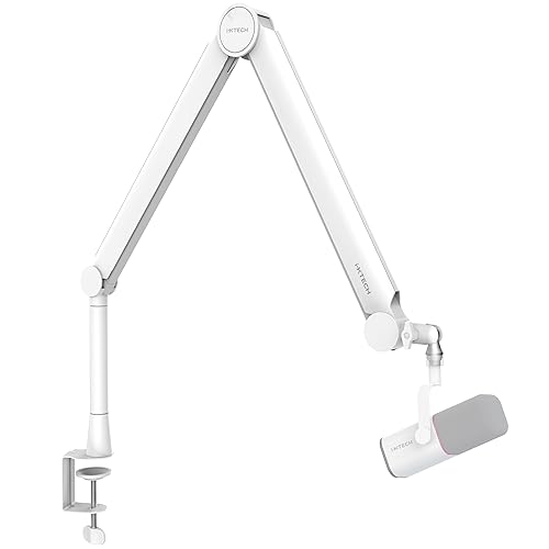 IXTECH Mic Arm White Premium Boom Arm 360° Rotatable Microphone Arm Stand with Desk Mount Fully Adjustable Sturdy and Universal VALIANT WHITE Model - VALIANT WHITE
