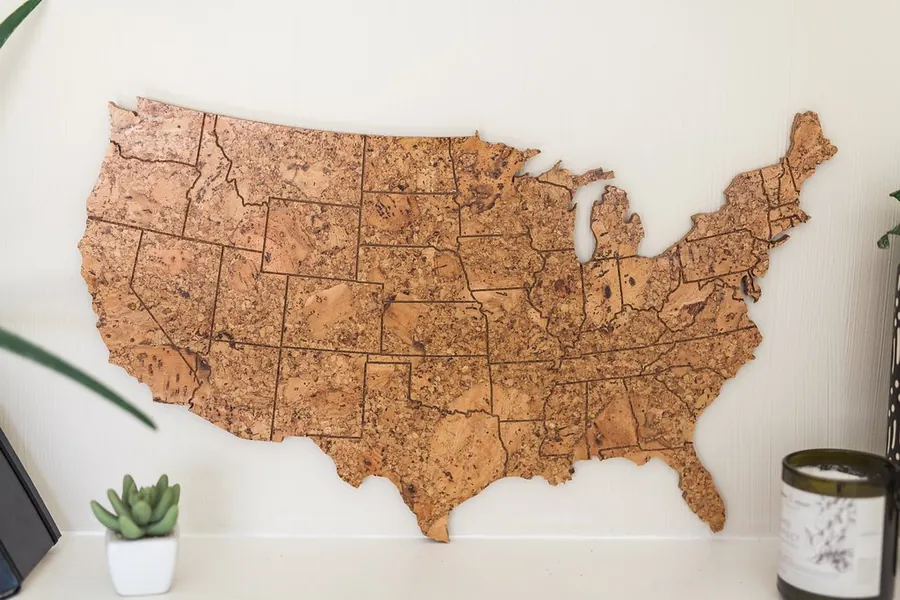 Cork Map of the United States by GEO 101 DESIGN - Medium (23" x 15") / Contiguous States