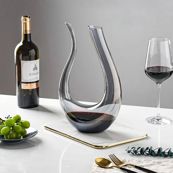 Santa Rosa Crystal Glass Wine Decanter by Estilo Living - Grey