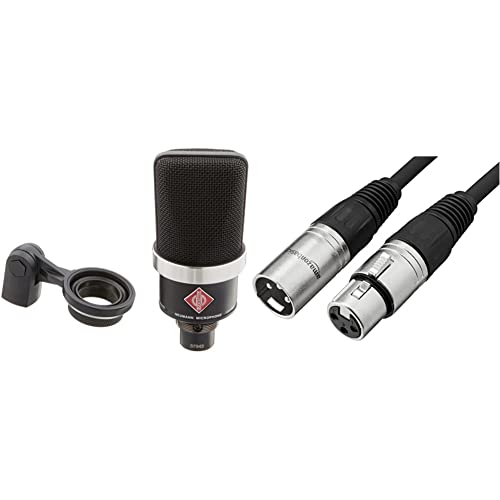 Neumann Vocal Condenser Microphone, Black (TLM 102 MT) & Amazon Basics Standard XLR Male to Female Balanced Microphone Cable, Durable & Flexible, Noise-Cancelling - 6 Feet, Black - Black - Microphone + Cable - 6 Feet