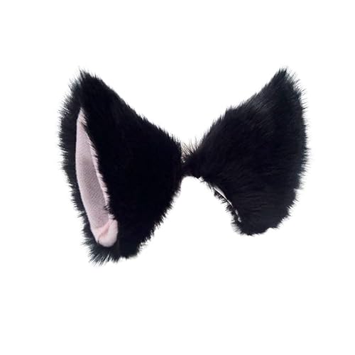 WeeH A Pair of Cartoon Animal Furry Ears Hair Clips Halloween Costume Headwear for Women Men at Birthday Party Anime Theme (Cat Black) - Black