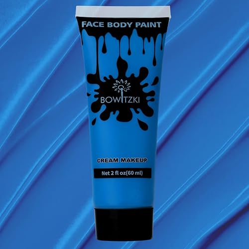 Bowitzki Face and Body Paint 2oz Cream Makeup 60ml Water Based Face Painting Special Effects For Adults Children Kids Halloween Christmas Party Stage Cosplay (Blue) - Blue