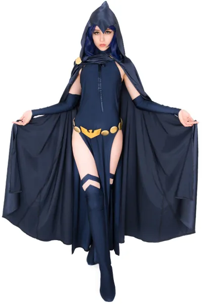 Raven Cosplay Costume Bodysuit Cloak