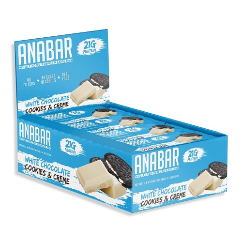Anabar Protein Bar, Protein Packed Candy Bar, Amazing Tasting Protein Bar, Real Food, No Fillers, 21 Grams of Protein, No Sugar Alcohol (12 Bars, White Chocolate Cookies & Creme) - White Chocolate Cookies & Creme