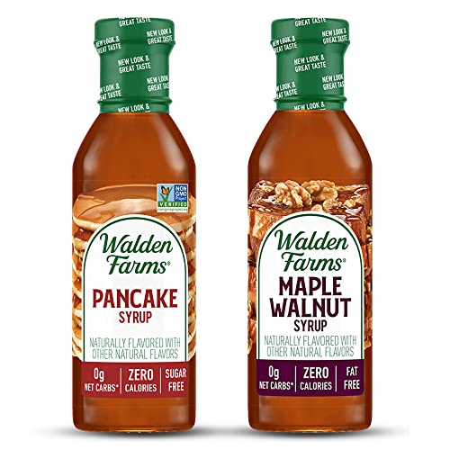 Walden Farms Variety Pack Syrups 12 oz, Maple Walnut and Pancake Syrup, Near Zero Fat, Sugar and Calorie, For Pancakes, Waffles, French Toast, Desserts, Snacks, Appetizers and Many More - Mapple Walnut + Pancake Syrup - 12 Fl Oz (Pack of 2)