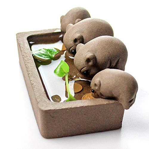 Purple Clay Tea Pet Little Pigs Drink Water Crude Pottery Kung Fu Tea Home Decoration
