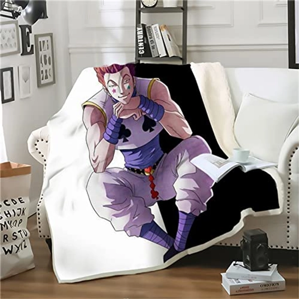 Blankets Hisoka Fleece Throw Blanket Soft Warmer Flannel Blanket Double-Layer Printed Blanket for Couch Sofa Living Room 150X200Cm