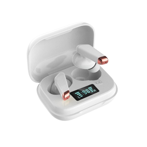 Premium TrueBuds Air True Wireless Earbuds with Charging Case and LED Battery Life Indicator - White/Rose Gold