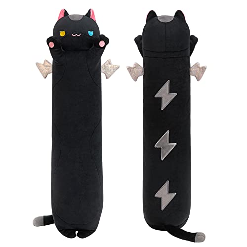 Mewaii Long Cat Plush Cat Body Pillow, 44” Cute Black Cat Plush Animals Soft Plushies, Kitten Plush Throw Pillow Doll Gift for Girlfriend - Black Cat 2023 - 43.3in/110cm