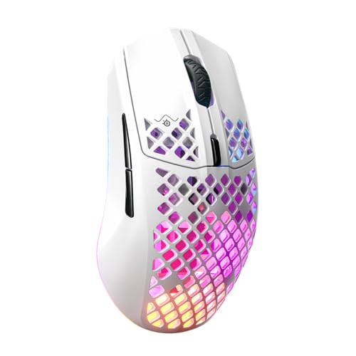 SteelSeries Aerox 3 Wireless - Super Light Gaming Mouse - 18,000 CPI TrueMove Air Optical Sensor - Ultra-lightweight 68g Water Resistant Design - 200 Hour Battery Life – Snow - Snow - Wireless - Aerox 3