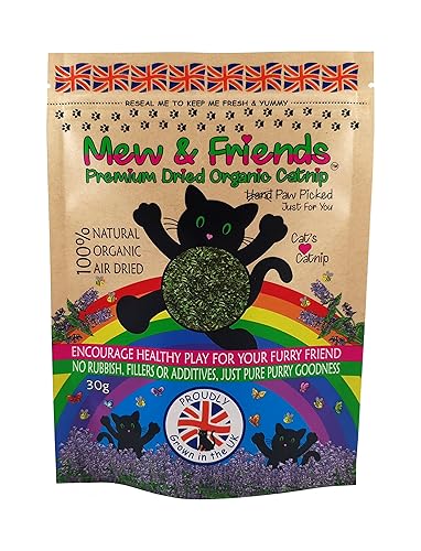 Mew & Friends Catnip - Grown in UK Premium Catnip 100% Organic Naturally Dried | Extra Strong Cat Nip | New 2025 Crop | Cat Toy | Cat Treat | Gift For Cat Lovers - 30g