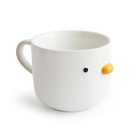 PURROOM Large Breakfast Mug, Handmade Glaze Duck Cup, Safety Ceramic Coffee Mug & Oatmeal Soup Cup, 22 oz Oversized Cute Cereal Cup. Best Gifts For Family Friends. - Large Breakfast Mug