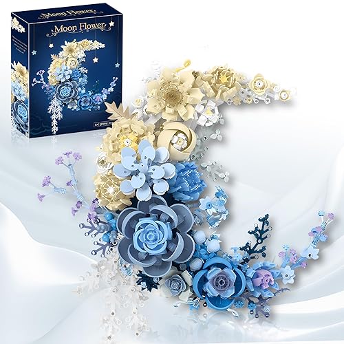 Flower Building Set Botanical Collection Set of Crescent-Shaped That Compatibled with Lego Flowers for Adults or Kids Unique Décor Table or Wall Decoration, Home Décor Great Gift for Her and Him