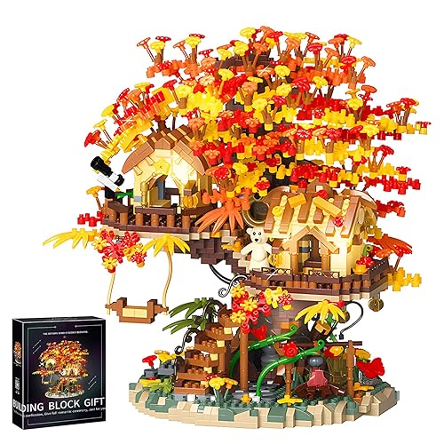 HJPLPXH Cherry Blossom Bonsai Tree House Building Blocks Set Plants Flowers Treehouse Architecture Micro Mini Block Kits Gift for Adults and Kids（2725 Pieces） - Tree House