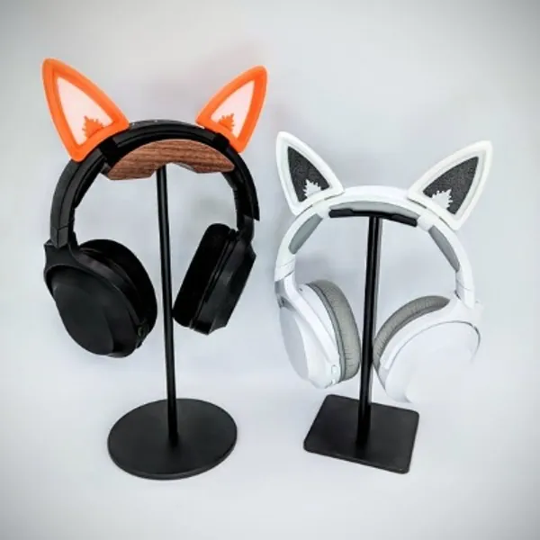 Fox Ears for Headphones - Custom Two Tone - White and Silk Turquoise