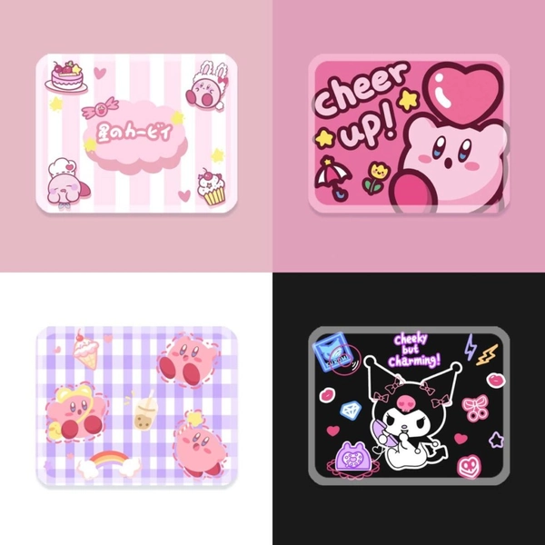 Kirby Mouse Pad Cute Kirby Desk Accessories Pink Desk Pad - Black