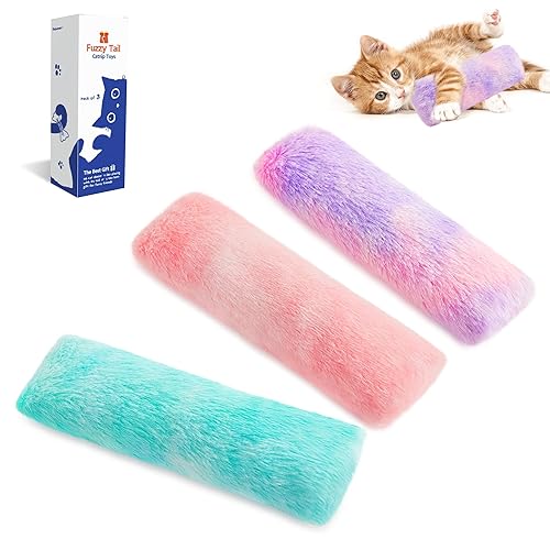Potaroma Cat Toys Cat Pillows, Set of 3 Soft and Durable Cat Crinkle Sound Catnip Toys, Interactive Cat Kicker Toys for Indoor Cats, Promotes Kitten Exercise - Pastel Colors