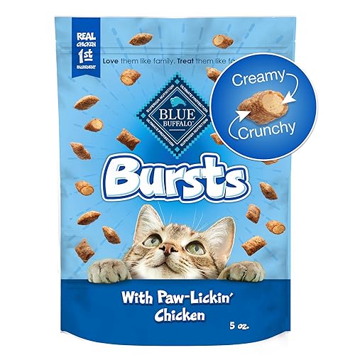 Blue Buffalo Bursts Crunchy & Creamy Cat Treats, Great for Training, Paw-Lickin' Chicken, 5-oz. Bag - Chicken - 5 Ounce (Pack of 1)
