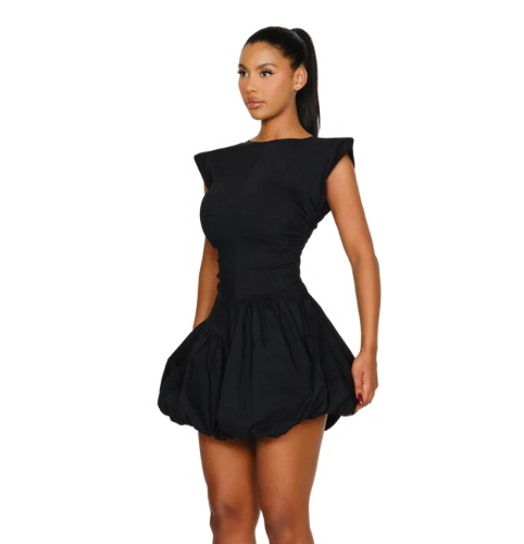 🎁: COUCOO Takla Mini Dress - Satin Black | XS