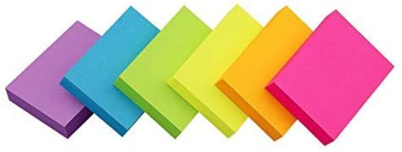 Sticky Notes 1.5x2 inch Bright Colors 6 Self-Stick Pads 100 Sheets/Pad