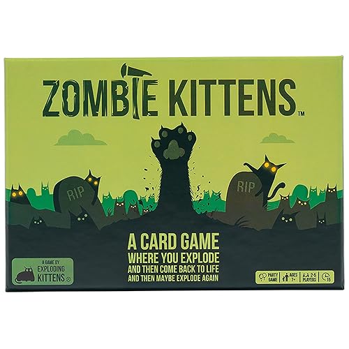 Zombie Kittens by Exploding Kittens - 2-5 Players - Ages 7+ - 15 Minutes to Play - High Stakes Zombie Card Game - Party Game, Family Game Night, Kid and Adult Card Game - Zombie Kittens