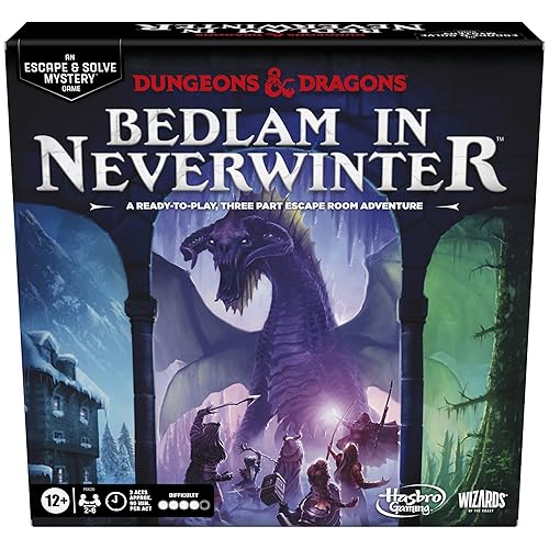 Hasbro Gaming Dungeons & Dragons: Bedlam in Neverwinter Board Game, Escape Room, Cooperative Strategy Games for Ages 12+, 2-6 Players, 3 Acts Approx. 90 Mins Each - Multi-color